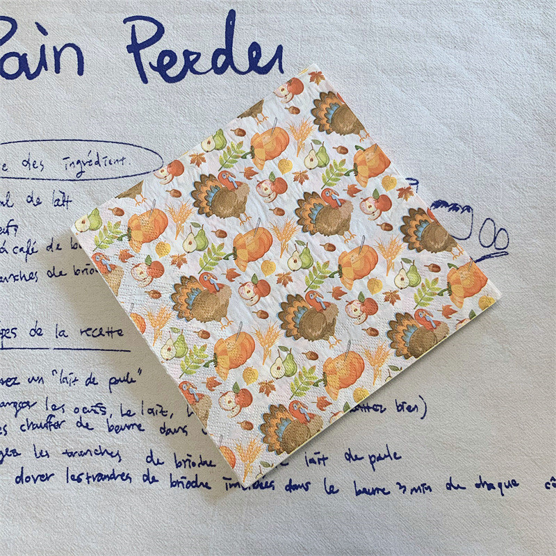 20gab/iepakojumā Pateicības dienas dekupāžas papīra salvetes Turcija ķirbju papīra salvetes ballīšu dekorēšanai Galda dekoru piederumi 10