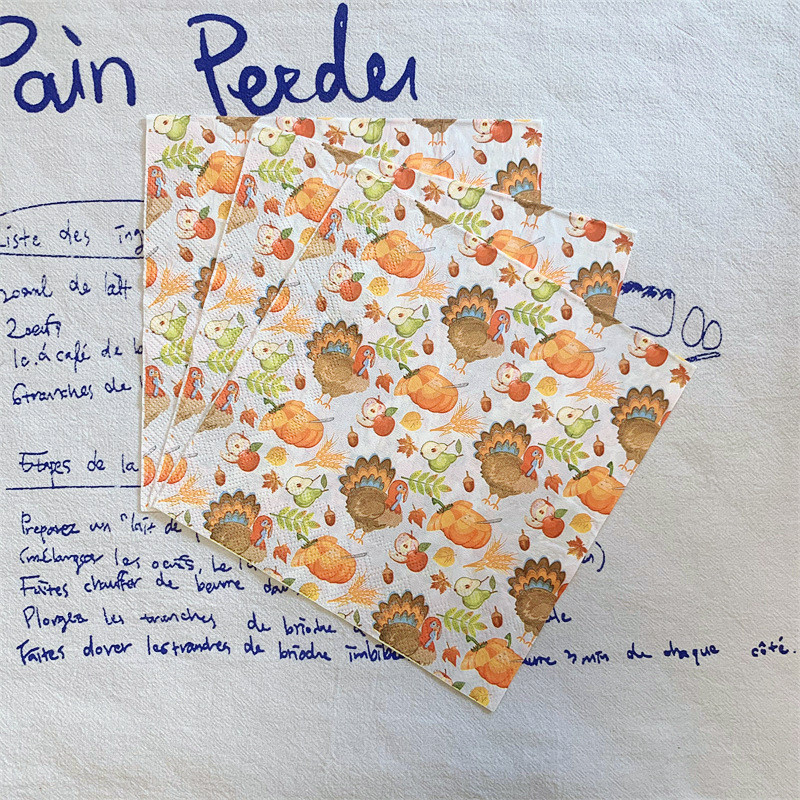 20gab/iepakojumā Pateicības dienas dekupāžas papīra salvetes Turcija ķirbju papīra salvetes ballīšu dekorēšanai Galda dekoru piederumi 10