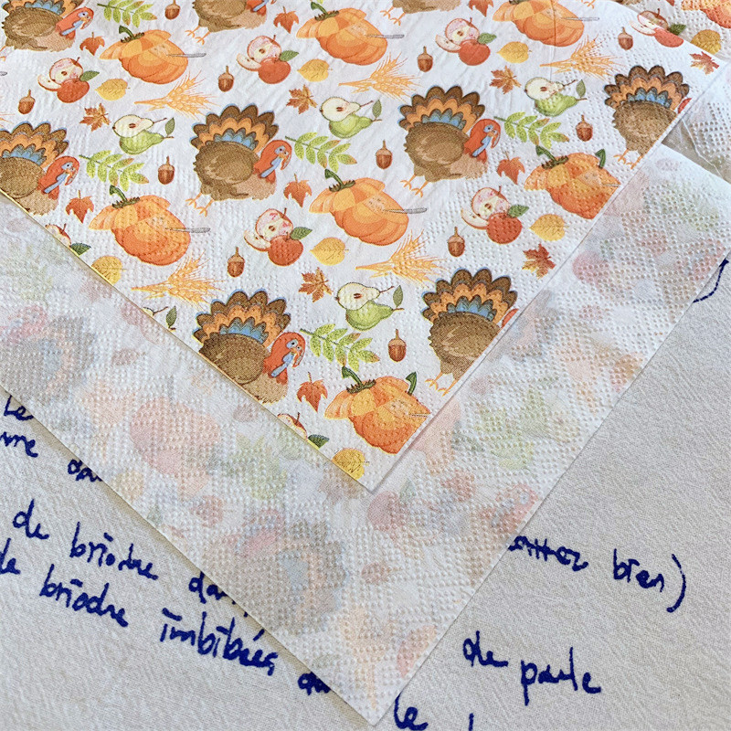 20gab/iepakojumā Pateicības dienas dekupāžas papīra salvetes Turcija ķirbju papīra salvetes ballīšu dekorēšanai Galda dekoru piederumi 10