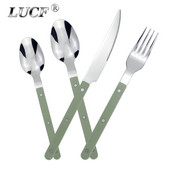 Jauna dizaina ABS roktura kniedes Dekorācijas trauki 4 vienā komplektā nerūsējošā tērauda spogulis, polish Ērts galda piederumi virtuvei