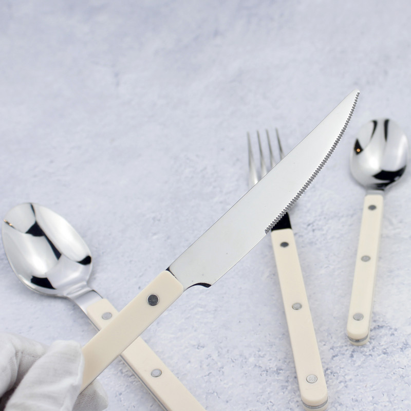 Jauna dizaina ABS roktura kniedes Dekorācijas trauki 4 vienā komplektā nerūsējošā tērauda spogulis, polish Ērts galda piederumi virtuvei