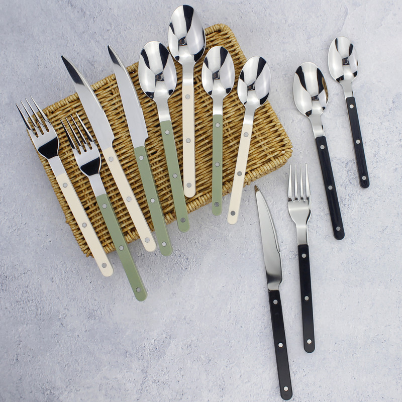 Jauna dizaina ABS roktura kniedes Dekorācijas trauki 4 vienā komplektā nerūsējošā tērauda spogulis, polish Ērts galda piederumi virtuvei