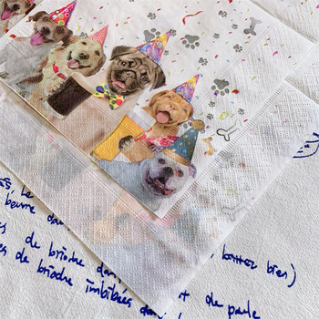 20 τεμ/συσκευασία Χαριτωμένο χαριτωμένο σκυλί Χρόνια πολλά Decoupage Χαρτοπετσέτες Lovely Cartoon χαρτοπετσέτα χαρτομάντιλο για παιδικά πάρτι γενεθλίων