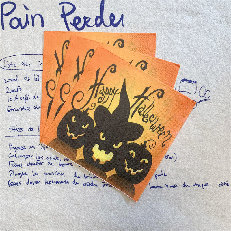 20 gab./iepakojumā Happy Halloween Šausmīgs ķirbju sikspārņu dekupāžas papīra šausmu tēmas papīra salvetes Helovīna ballīšu dekorēšanai