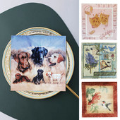 20GAB Asorti vintage kaķu suņu vienreizējās lietošanas salvetes Dzīvnieku dekupāžas materiāli Amatniecība mēbelēm salvešu papīrs Ziemassvētku dekors