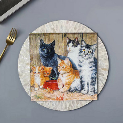 20GAB Asorti vintage kaķu suņu vienreizējās lietošanas salvetes Dzīvnieku dekupāžas materiāli Amatniecība mēbelēm salvešu papīrs Ziemassvētku dekors