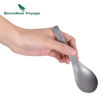 Boundless Voyage Ti Ultralight Titanium Spoon Flatware Soup Household Serves Meal Rice Salad Spoon Прибори за хранене с торбичка 19g