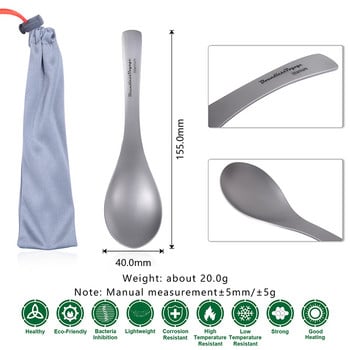 Boundless Voyage Ti Ultralight Titanium Spoon Flatware Soup Household Serves Meal Rice Salad Spoon Прибори за хранене с торбичка 19g