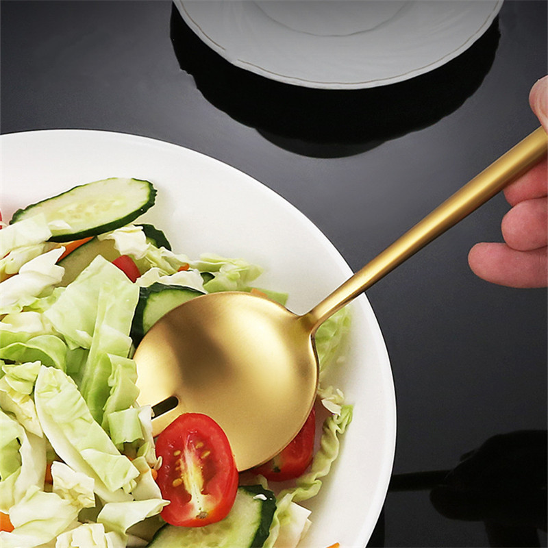 Gari rokturi nerūsējošā tērauda salātu pasniegšanas karotes dakša bufetes tipa restorānam Rietumu virtuves kauss Virtuves piederumi Virtuves piederumi