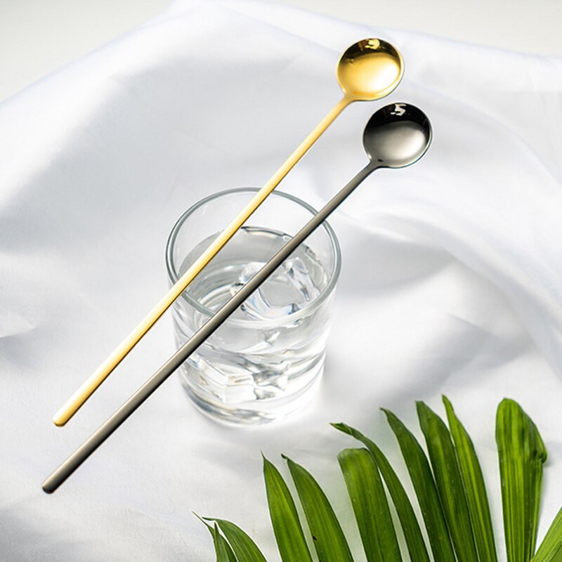 Nerūsējošā tērauda maisīšanas karote Krāsaina maisīšanas karote ar garu rokturi kafijas karote tējkarote kafijas saldējuma kokteiļa ledus tējai