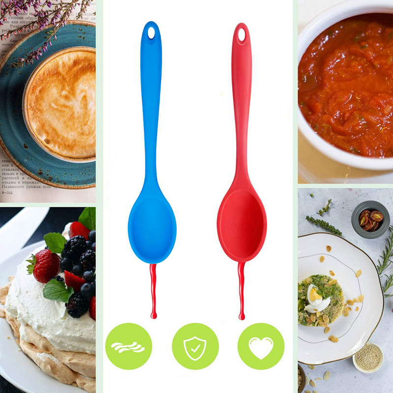 Lingură de silicon Lingură mare de amestecare din silicon Lingură de silicon pentru supă Oală de amestecare de bucătărie Instrument de gătit