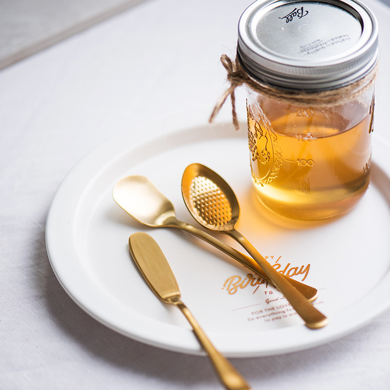 Chic Gold 304 rozsdamentes acél kanál teáskanál kávé gyümölcs fagylalt torta tea elegáns arany kanalak lányos étkészlet konyhai eszköz