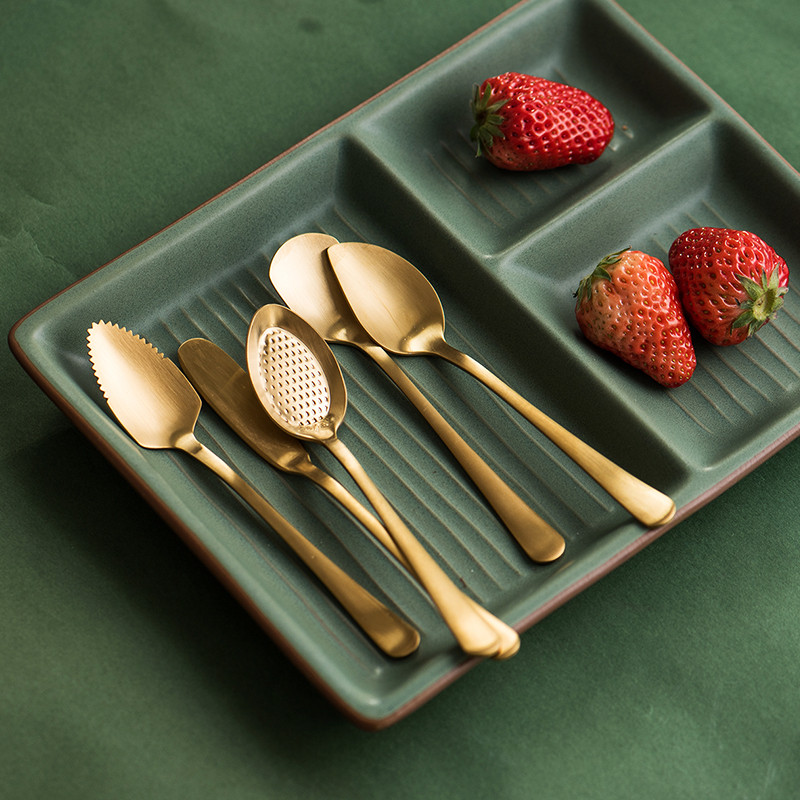 Chic Gold 304 rozsdamentes acél kanál teáskanál kávé gyümölcs fagylalt torta tea elegáns arany kanalak lányos étkészlet konyhai eszköz