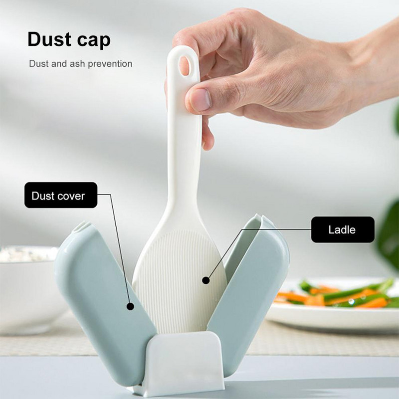 Stāvoša rīsu karote ar putekļu necaurlaidīgu noņemamu vāka kastes virtuves piederumiem