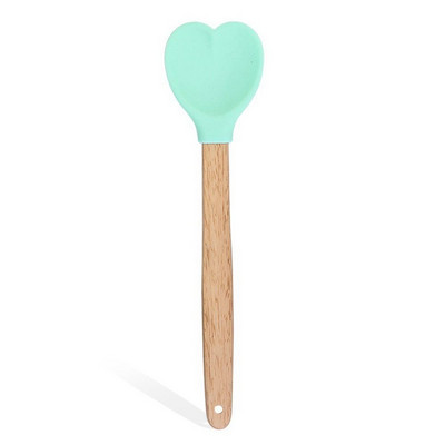 Sirds formas silikona maisīšanas karote saldējuma karote ar koka rokturi, siltumizolācija, nepiedegoša cepšanas virtuves piederumi