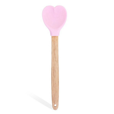 Sirds formas silikona maisīšanas karote saldējuma karote ar koka rokturi, siltumizolācija, nepiedegoša cepšanas virtuves piederumi