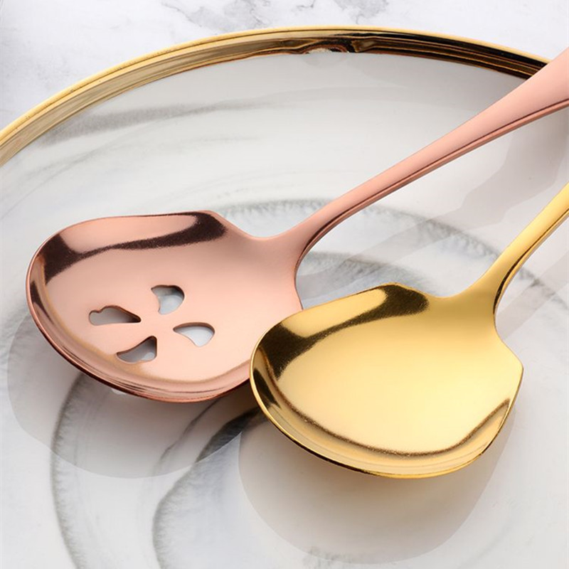 Nerūsējošā tērauda lietderības karote, sabiezināta daudzfunkcionāla pašapkalpošanās porciju karotes, lielas noplūdes lāpstiņas virtuves rīki