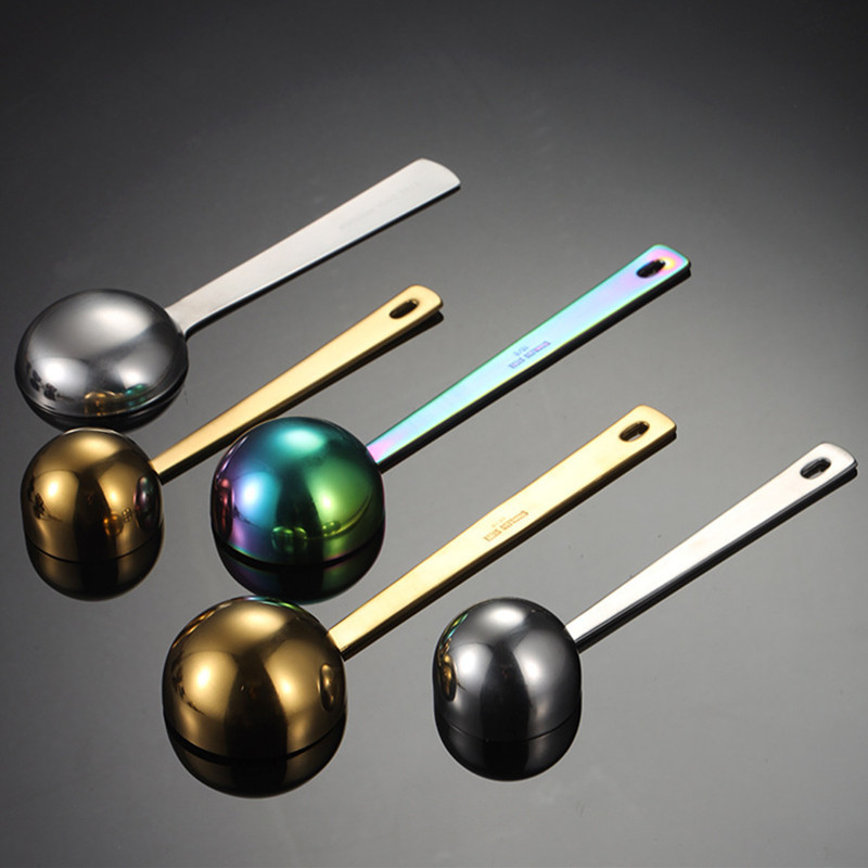 Nerūsējošā tērauda daudzfunkcionāla kafija pārtika tējas mērkarote virtuves piederumi cepšanas rīki 10-15 ml vienkrāsainas karotes