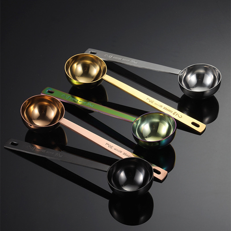 Nerūsējošā tērauda daudzfunkcionāla kafija pārtika tējas mērkarote virtuves piederumi cepšanas rīki 10-15 ml vienkrāsainas karotes