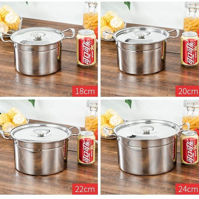 Levesfazék rozsdamentes acél edény Bográcsleves otthoni indukciós edény fedéllel Zsírtartály Fűszertartály Miso Instant Pot Konyha