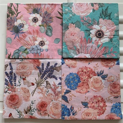 Dekupāžas galda papīra salvetes elegants salvetes vintage dvielis zieds tauriņš zīmogs dzimšanas dienas kāzu ballīte mājas skaists dekors 20