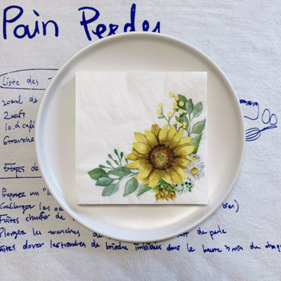 20gab./maisiņš Saulespuķu margrietiņa dekupāžas papīra salvetes Eleganti ziedu papīra salvetes ballīšu galda piederumiem Kāzu Ziemassvētku piederumi 25x25cm