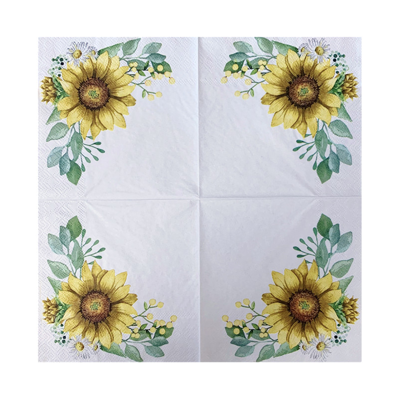 20gab./maisiņš Saulespuķu margrietiņa dekupāžas papīra salvetes Eleganti ziedu papīra salvetes ballīšu galda piederumiem Kāzu Ziemassvētku piederumi 25x25cm