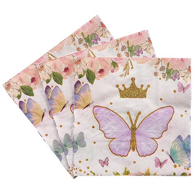 20 db/csomag Decoupage Animal Party Virágos Papírszalvéták Kétrétegű Fa cellulózpapír Elegáns törlőkendők Esküvői Party dekorációhoz