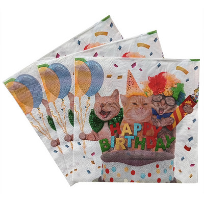 20 db/csomag Decoupage Animal Party Virágos Papírszalvéták Kétrétegű Fa cellulózpapír Elegáns törlőkendők Esküvői Party dekorációhoz