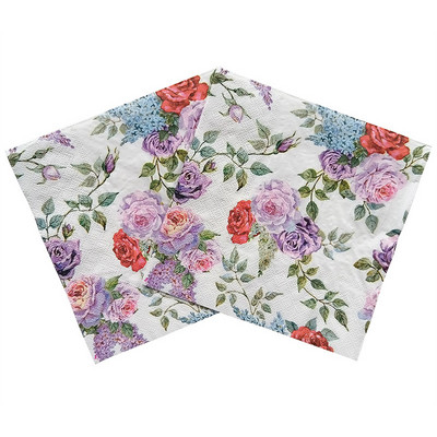 20 db/csomag Decoupage Animal Party Virágos Papírszalvéták Kétrétegű Fa cellulózpapír Elegáns törlőkendők Esküvői Party dekorációhoz