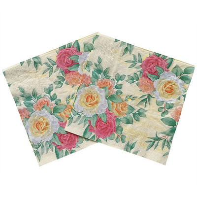 20 db/csomag Decoupage Animal Party Virágos Papírszalvéták Kétrétegű Fa cellulózpapír Elegáns törlőkendők Esküvői Party dekorációhoz