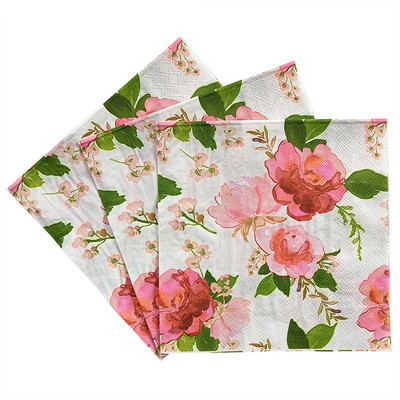 20 db/csomag Decoupage Animal Party Virágos Papírszalvéták Kétrétegű Fa cellulózpapír Elegáns törlőkendők Esküvői Party dekorációhoz