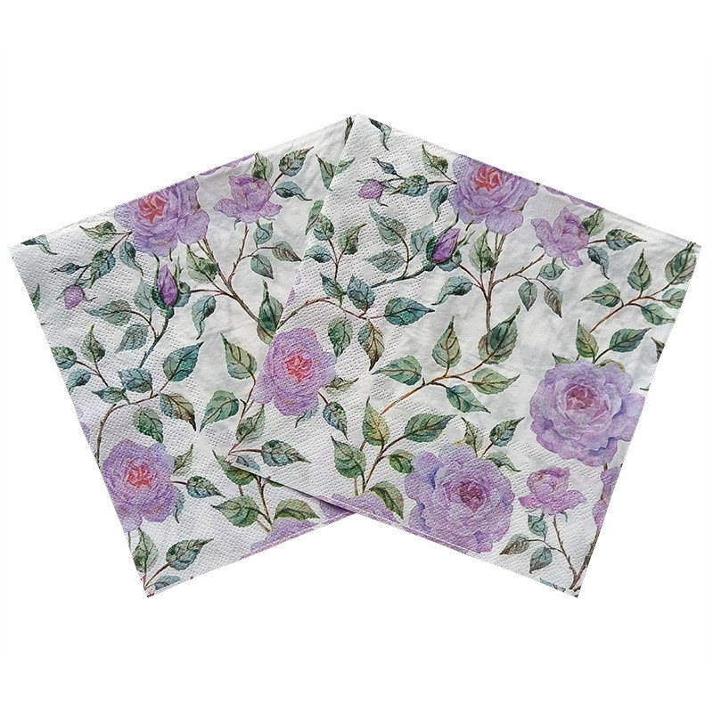 20 db/csomag Decoupage Animal Party Virágos Papírszalvéták Kétrétegű Fa cellulózpapír Elegáns törlőkendők Esküvői Party dekorációhoz