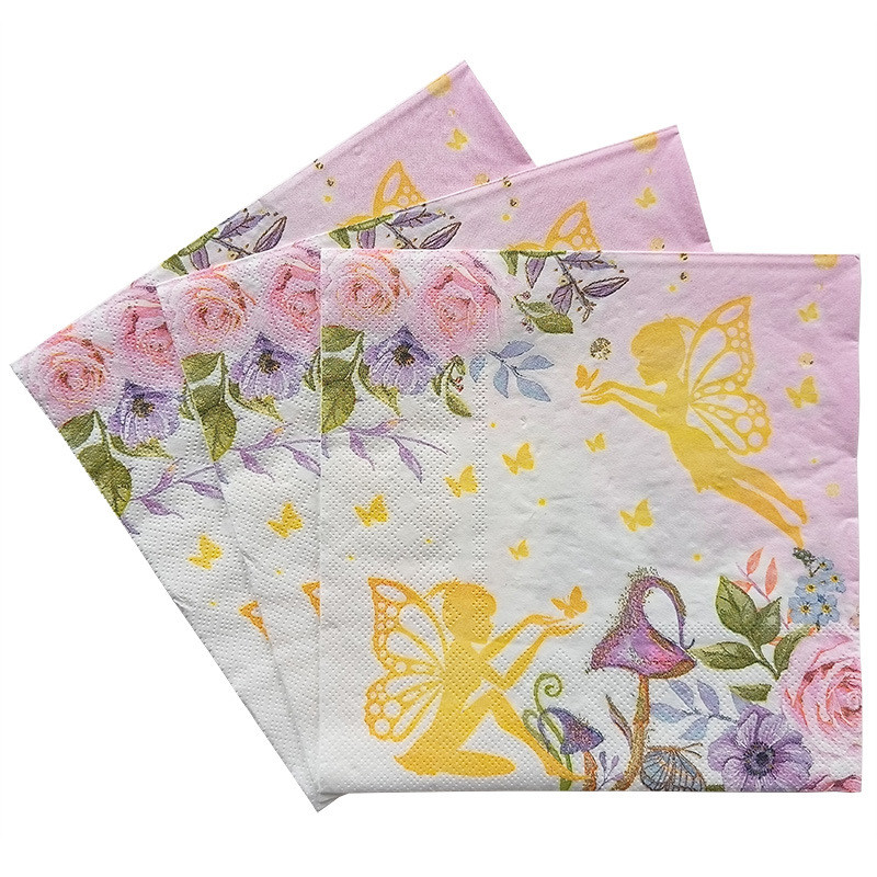 20 db/csomag Decoupage Animal Party Virágos Papírszalvéták Kétrétegű Fa cellulózpapír Elegáns törlőkendők Esküvői Party dekorációhoz