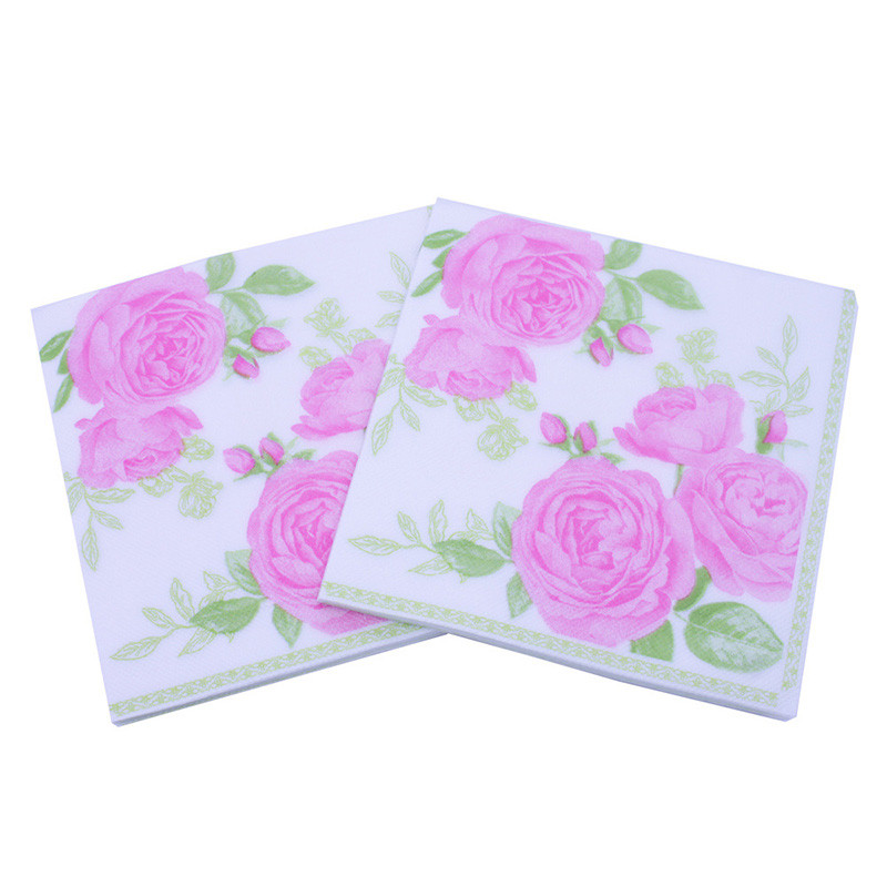 20 τμχ/ παρτίδα υπέροχο Έγχρωμο λουλούδι Χαρτοπετσέτες Ντεκουπάζ γάμου Χάρτινες πετσέτες για χαρούμενα γενέθλια Διακόσμηση προμήθειες