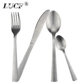 LUCF Matte Heksagonalni uzorak u starinskom stilu Western pribor za jelo od nehrđajućeg čelika Formalno vintage posuđe Osjetljivo posuđe za kuhinju