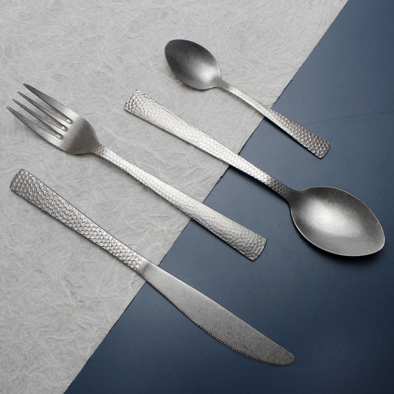 LUCF Matte Heksagonalni uzorak u starinskom stilu Western pribor za jelo od nehrđajućeg čelika Formalno vintage posuđe Osjetljivo posuđe za kuhinju