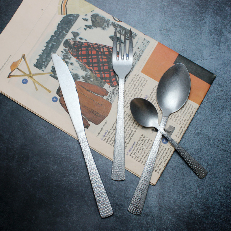 LUCF Matte Heksagonalni uzorak u starinskom stilu Western pribor za jelo od nehrđajućeg čelika Formalno vintage posuđe Osjetljivo posuđe za kuhinju