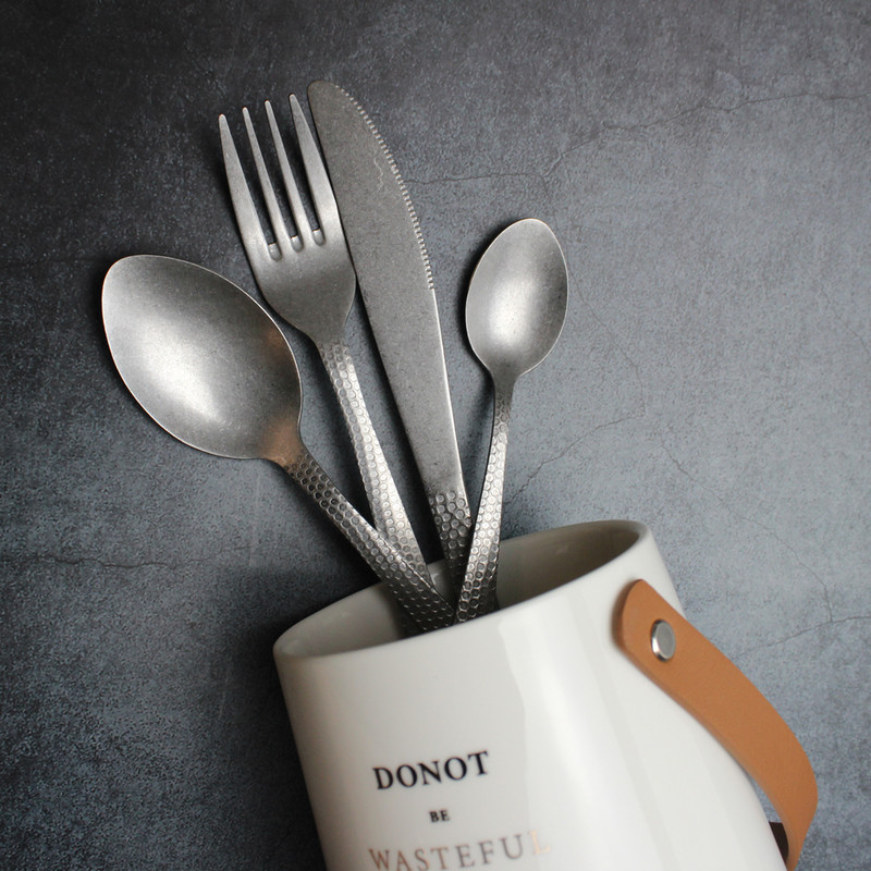 LUCF Matte Heksagonalni uzorak u starinskom stilu Western pribor za jelo od nehrđajućeg čelika Formalno vintage posuđe Osjetljivo posuđe za kuhinju