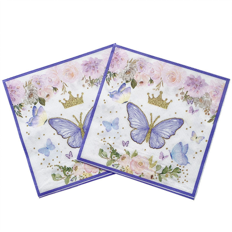Jauni 20 gab./iepakojumā Crown Butterfly dekupāžas koka celulozes papīra salvetes vintage salvetes kāzu ballīšu dekorācijas karstā izpārdošana
