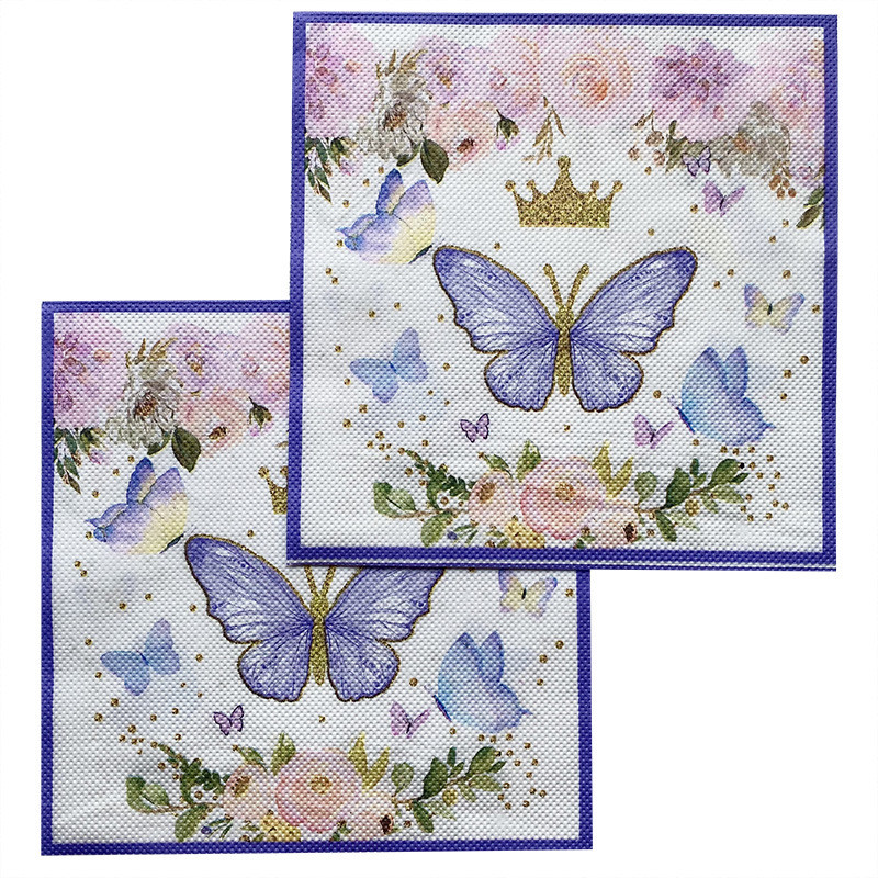 Jauni 20 gab./iepakojumā Crown Butterfly dekupāžas koka celulozes papīra salvetes vintage salvetes kāzu ballīšu dekorācijas karstā izpārdošana