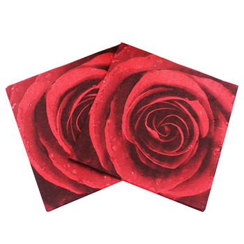 20 τμχ/παρτίδα Νέο στυλ δημιουργικές Χαρτοπετσέτες Χαριτωμένες λουλούδια τριαντάφυλλου για εραστές γενεθλίων και αρραβώνων και διακόσμηση και προμήθειες για πάρτι