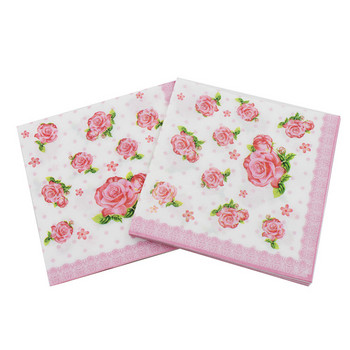 20 τεμ./παρτίδα Νέο στυλ Χάρτινες χαρτοπετσέτες Lovely Rose Flower για κοριτσίστικα γενέθλια και αρραβώνες και στολισμό και προμήθειες για πάρτι