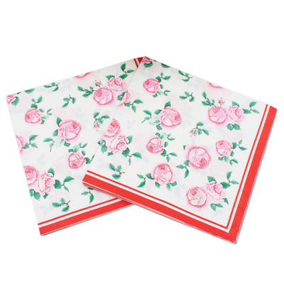 20gab/partija Jauna stila Lovely Rose Flower Papīra salvetes dvieļi meiteņu dzimšanas dienai un saderināšanās un ravēšanas ballītes dekorēšana un piederumi