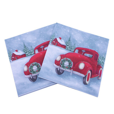 20db/tétel Új stílusú kreatív nyomtatott Aranyos karácsonyi papírszalvéták boldog karácsonyi partihoz dekoráció és kellékek