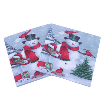 20db/tétel Új stílusú kreatív nyomtatott Aranyos karácsonyi papírszalvéták boldog karácsonyi partihoz dekoráció és kellékek