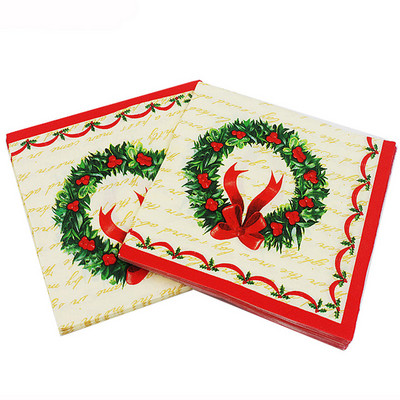 20db/tétel Új stílusú kreatív nyomtatott Aranyos karácsonyi papírszalvéták boldog karácsonyi partihoz dekoráció és kellékek