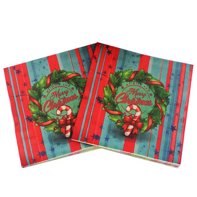 20db/tétel Új stílusú kreatív nyomtatott Aranyos karácsonyi papírszalvéták boldog karácsonyi partihoz dekoráció és kellékek