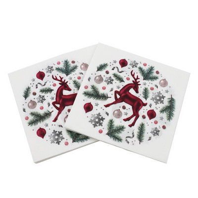 20db/tétel Új stílusú kreatív nyomtatott Aranyos karácsonyi papírszalvéták boldog karácsonyi partihoz dekoráció és kellékek