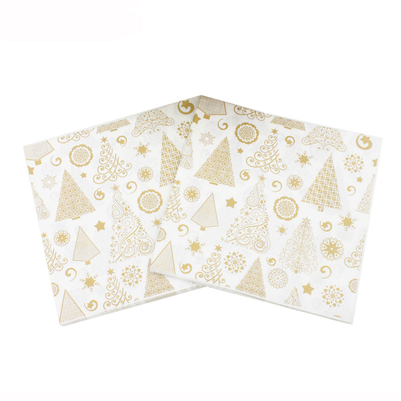 20db/tétel Új stílusú kreatív nyomtatott Aranyos karácsonyi papírszalvéták boldog karácsonyi partihoz dekoráció és kellékek